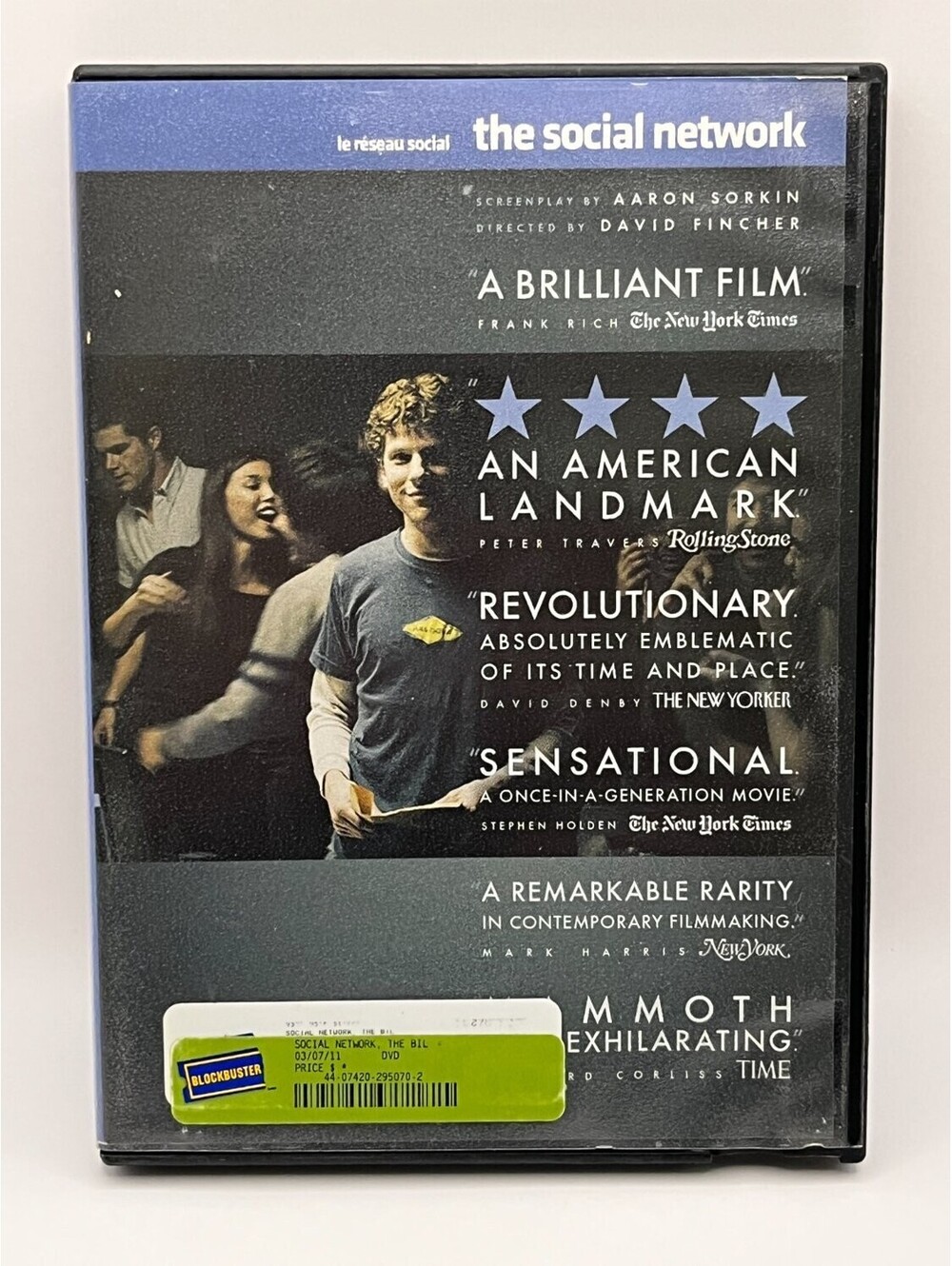The Social Network DVD Jesse Eisenberg 2010 Drama Region 1 David Fincher